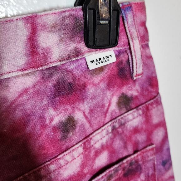 Isabel Marant Etoile Lesia Printed Cotton Shorts In Mulberry Denim Jean Tie Dye - Picture 8 of 12